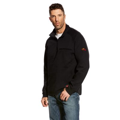 Men's FR Rev 1/4 Zip Top in Black, Size: Small by Ariat