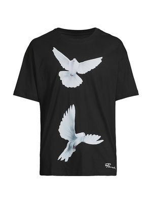 Men's Freedom Doves Cotton T-Shirt - Black - Size XS