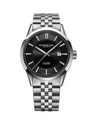 Men's Freelancer Black & Stainless Steel Automatic Bracelet Watch - Black - Black