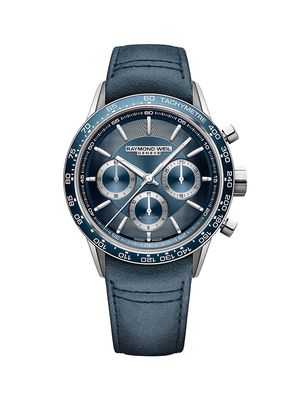Men's Freelancer Stainless Steel & Leather Chronograph Watch/43.5MM - Blue