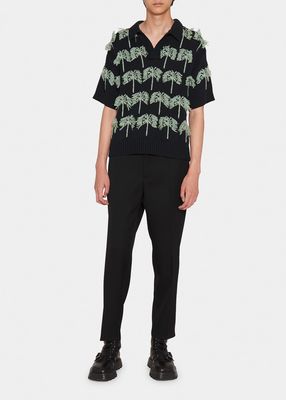 Men's Fringe Palm Intarsia Polo Shirt