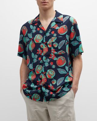 Men's Fruit-Print Camp Shirt