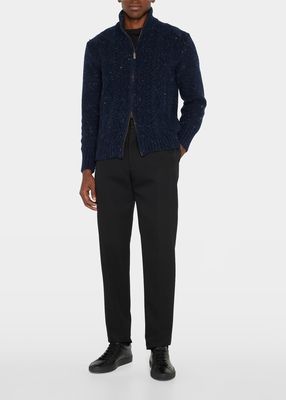Men's Full-Zip Aran Cardigan Sweater
