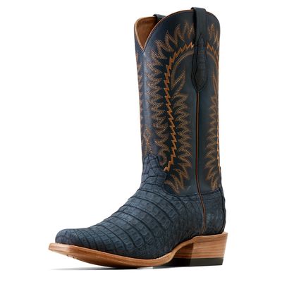 Men's Futurity Finalist Cowboy Boots in Navy Sueded Caiman Belly, Size: 8 D / Medium by Ariat