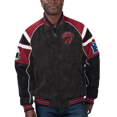 Men's G-III Sports by Carl Banks Black Arizona Cardinals Faux Suede Raglan Full-Zip Varsity Jacket