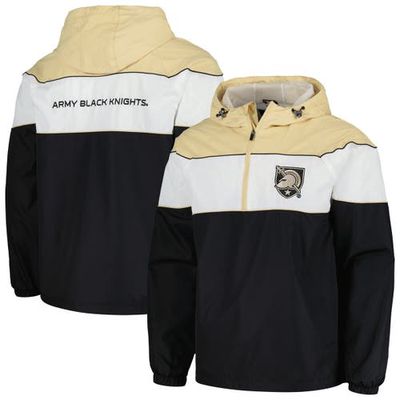 Men's G-III Sports by Carl Banks Black Army Black Knights Center Line Half-Zip Raglan Hoodie Jacket