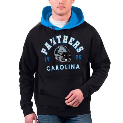 Men's G-III Sports by Carl Banks Black Carolina Panthers Colorblock Pullover Hoodie
