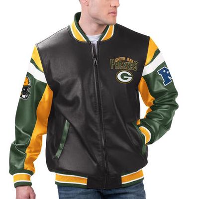 Men's G-III Sports by Carl Banks Black Green Bay Packers Full-Zip Varsity Jacket
