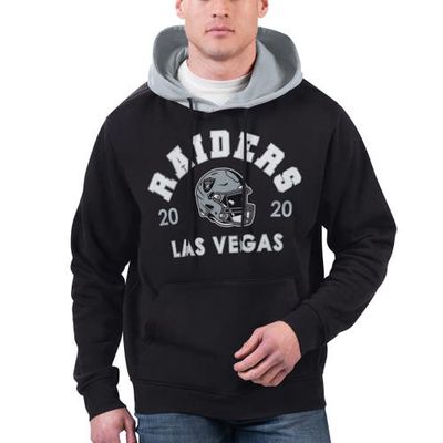 Men's G-III Sports by Carl Banks Black Las Vegas Raiders Colorblock Pullover Hoodie