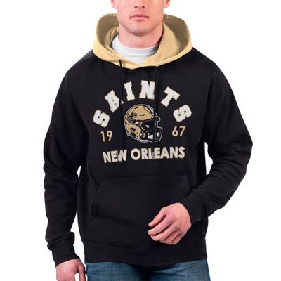 Men's G-III Sports by Carl Banks Black New Orleans Saints Colorblock Pullover Hoodie