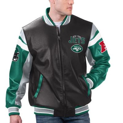 Men's G-III Sports by Carl Banks Black New York Jets Full-Zip Varsity Jacket