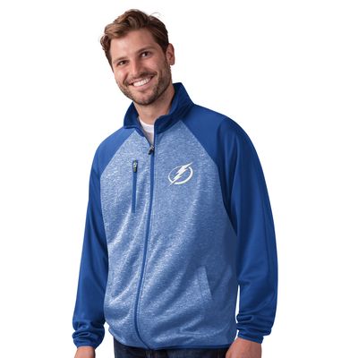 Men's G-III Sports by Carl Banks Blue Tampa Bay Lightning Runners Raglan Full-Zip Track Jacket