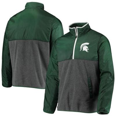 Men's G-III Sports by Carl Banks Gray/Green Michigan State Spartans College Advanced Transitional Half-Zip Jacket