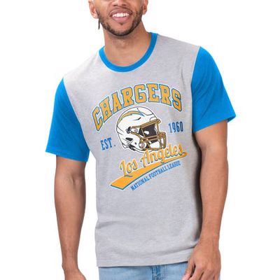 Men's G-III Sports by Carl Banks Gray Los Angeles Chargers Black Label T-Shirt in Heather Gray
