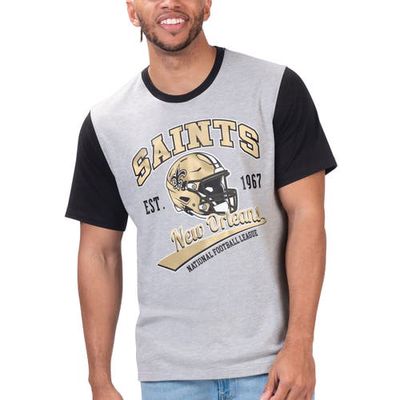 Men's G-III Sports by Carl Banks Gray New Orleans Saints Black Label T-Shirt in Heather Gray