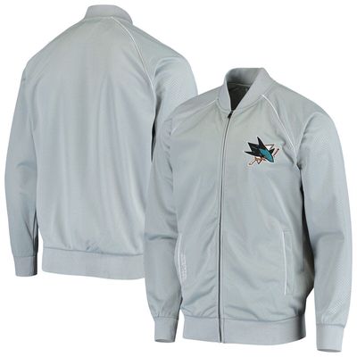 Men's G-III Sports by Carl Banks Gray San Jose Sharks Playmaker Raglan Full-Zip Track Jacket