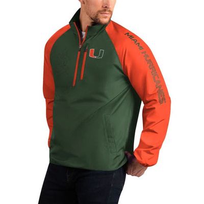 Men's G-III Sports by Carl Banks Green Miami Hurricanes Point Guard Raglan Half-Zip Jacket