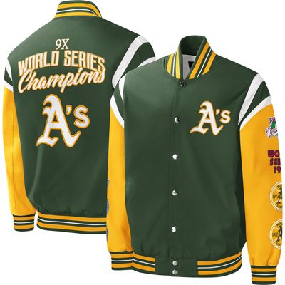 Men's G-III Sports by Carl Banks Green Oakland Athletics Title Holder Full-Snap Varsity Jacket