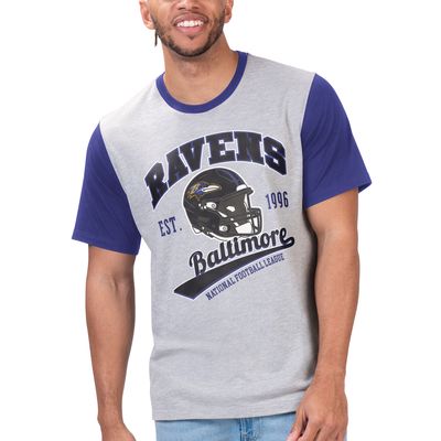 Men's G-III Sports by Carl Banks Heather Gray Baltimore Ravens Black Label T-Shirt