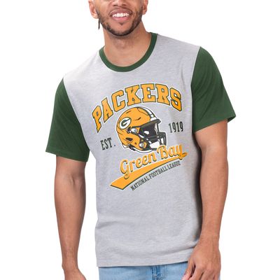 Men's G-III Sports by Carl Banks Heather Gray Green Bay Packers Black Label T-Shirt