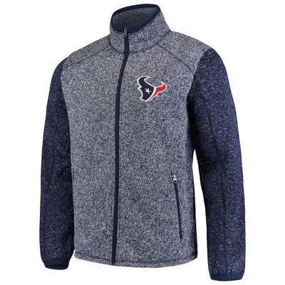 Men's G-III Sports by Carl Banks Heathered Navy Houston Texans Alpine Zone Sweater Fleece Full-Zip Jacket in Heather Navy
