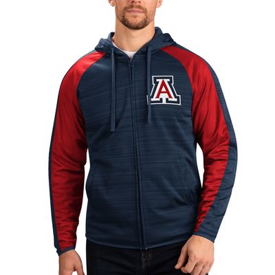 Men's G-III Sports by Carl Banks Navy Arizona Wildcats Neutral Zone Raglan Full-Zip Track Jacket Hoodie