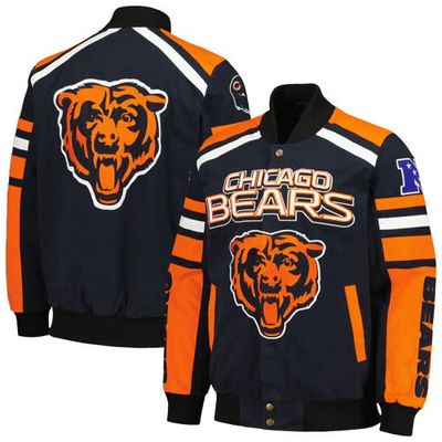 Men's G-III Sports by Carl Banks Navy Chicago Bears Power Forward Racing Full-Snap Jacket