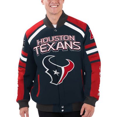 Men's G-III Sports by Carl Banks Navy Houston Texans Power Forward Racing Full-Snap Jacket