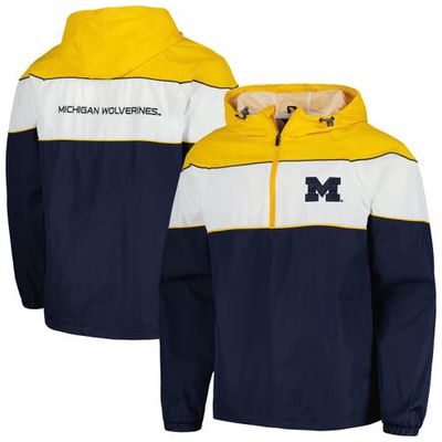 Men's G-III Sports by Carl Banks Navy Michigan Wolverines Center Line Half-Zip Raglan Hoodie Jacket
