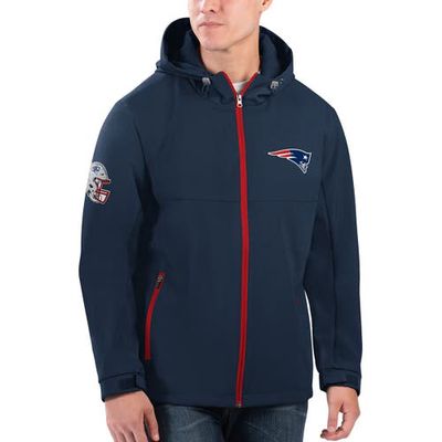 Men's G-III Sports by Carl Banks Navy New England Patriots Soft Shell Full-Zip Hoodie Jacket