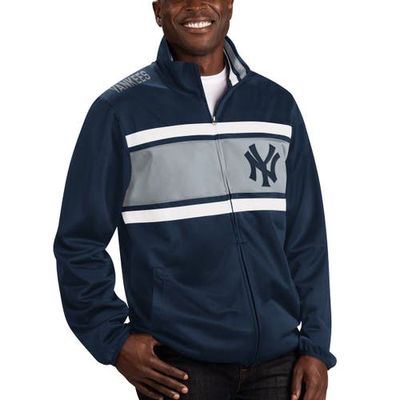 Men's G-III Sports by Carl Banks Navy New York Yankees Off Tackle Full-Zip Track Jacket