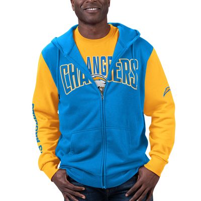 Men's G-III Sports by Carl Banks Powder Blue/Gold Los Angeles Chargers T-Shirt & Full-Zip Hoodie Combo Set