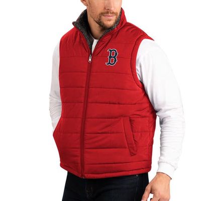 Men's G-III Sports by Carl Banks Red/Charcoal Boston Red Sox Power Hitter Reversible Full-Zip Vest