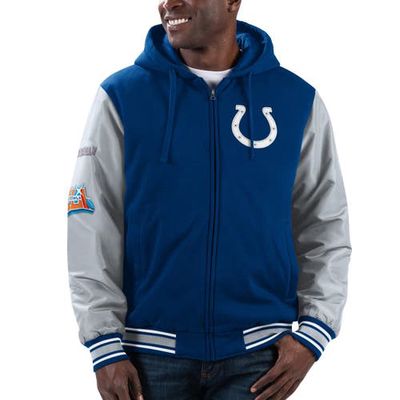 Men's G-III Sports by Carl Banks Royal/Gray Indianapolis Colts Player Option Full-Zip Hoodie