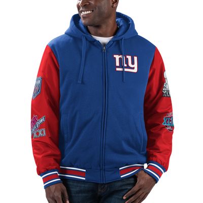 Men's G-III Sports by Carl Banks Royal/Red New York Giants Player Option Full-Zip Hoodie