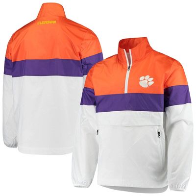 Men's G-III Sports by Carl Banks White Clemson Tigers No Huddle Half-Zip Pullover Jacket