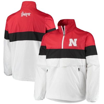 Men's G-III Sports by Carl Banks White Nebraska Huskers No Huddle Half-Zip Pullover Jacket