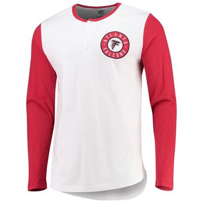 Men's G-III Sports by Carl Banks White/Red Atlanta Falcons Tradition Henley Long Sleeve T-Shirt