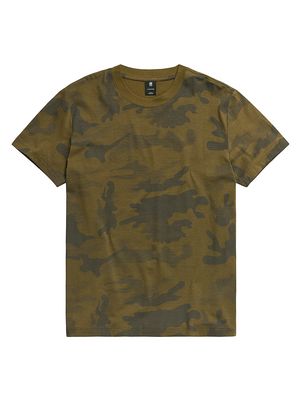 Men's G-Star Line Camo AO RT T-Shirt - Dark Olive Line Camo - Size Medium