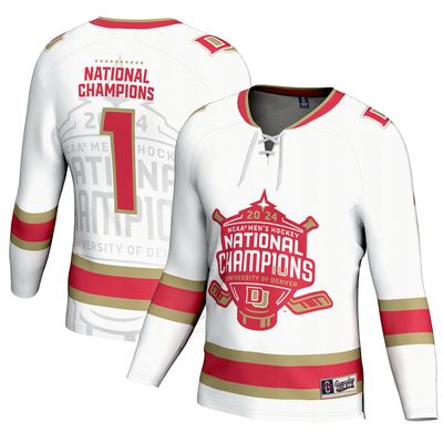 Men's GameDay Greats White Denver Pioneers 2024 NCAA Men's Ice Hockey National Champions Fashion Jersey