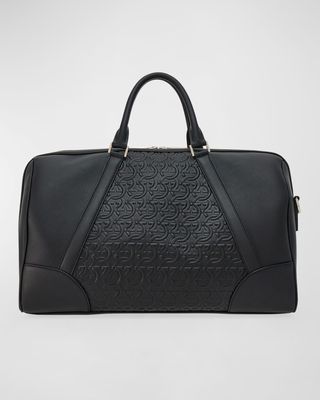 Men's Gancini Embossed Leather Travel Duffel Bag