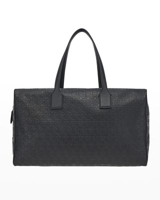 Men's Gancini-Embossed Leather Weekender Duffel Bag