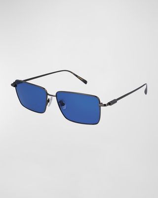 Men's Gancini Evolution Metal Rectangle Sunglasses