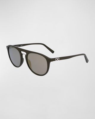 Men's Gancini Plastic Aviator Sunglasses