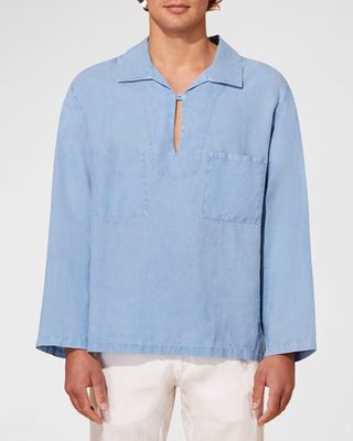Men's Garment-Dyed Linen Vareuse Shirt