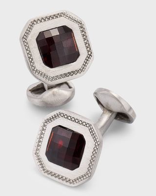 Men's Garnet Checkerboard Cufflinks