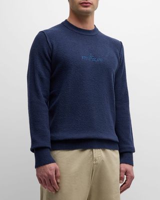 Men's Gauzed Cotton-Blend Logo Sweater