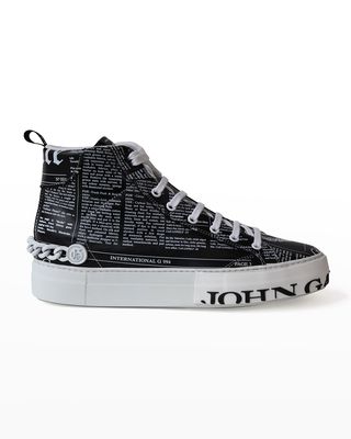 Men's Gazette High-Top Leather Chain Sneakers