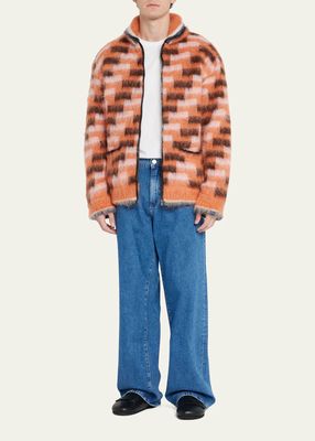 Men's Geometric Full-Zip Blouson Jacket
