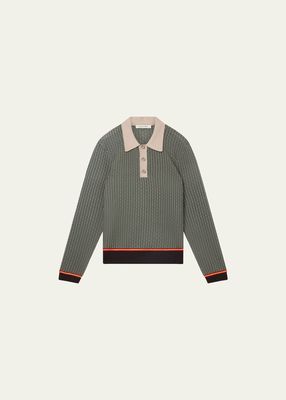 Men's Geometric Jacquard Polo Sweater